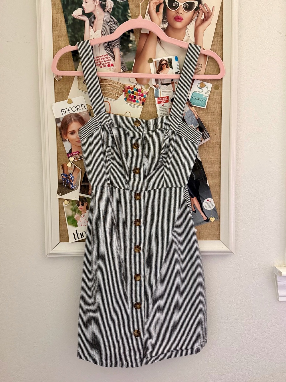 Hollister Blue and White Pinstripe Button-Front Mini Dress